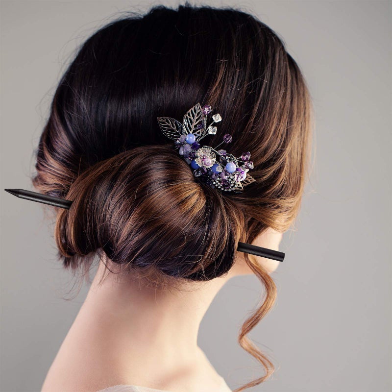Chuangdi 40 Pcs Black Wood Hair Sticks Chopsticks Vintage Hair Sticks Chinese Pencil Long Hairpins Bun for Hairstyles Decorative Holder Accessories for Women Girls - Image 3